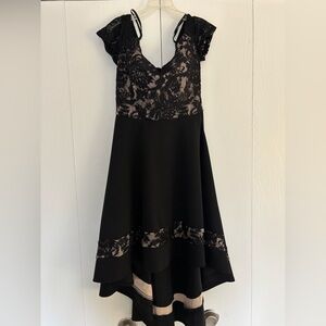 City Studio Black Lace with Nude Lining A-Line Prom Dress